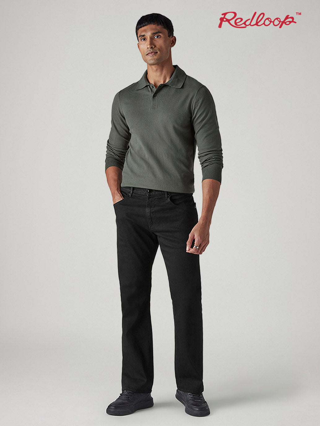 Men's 517 Black Bootcut Fit Mid Rise Redloop Jeans