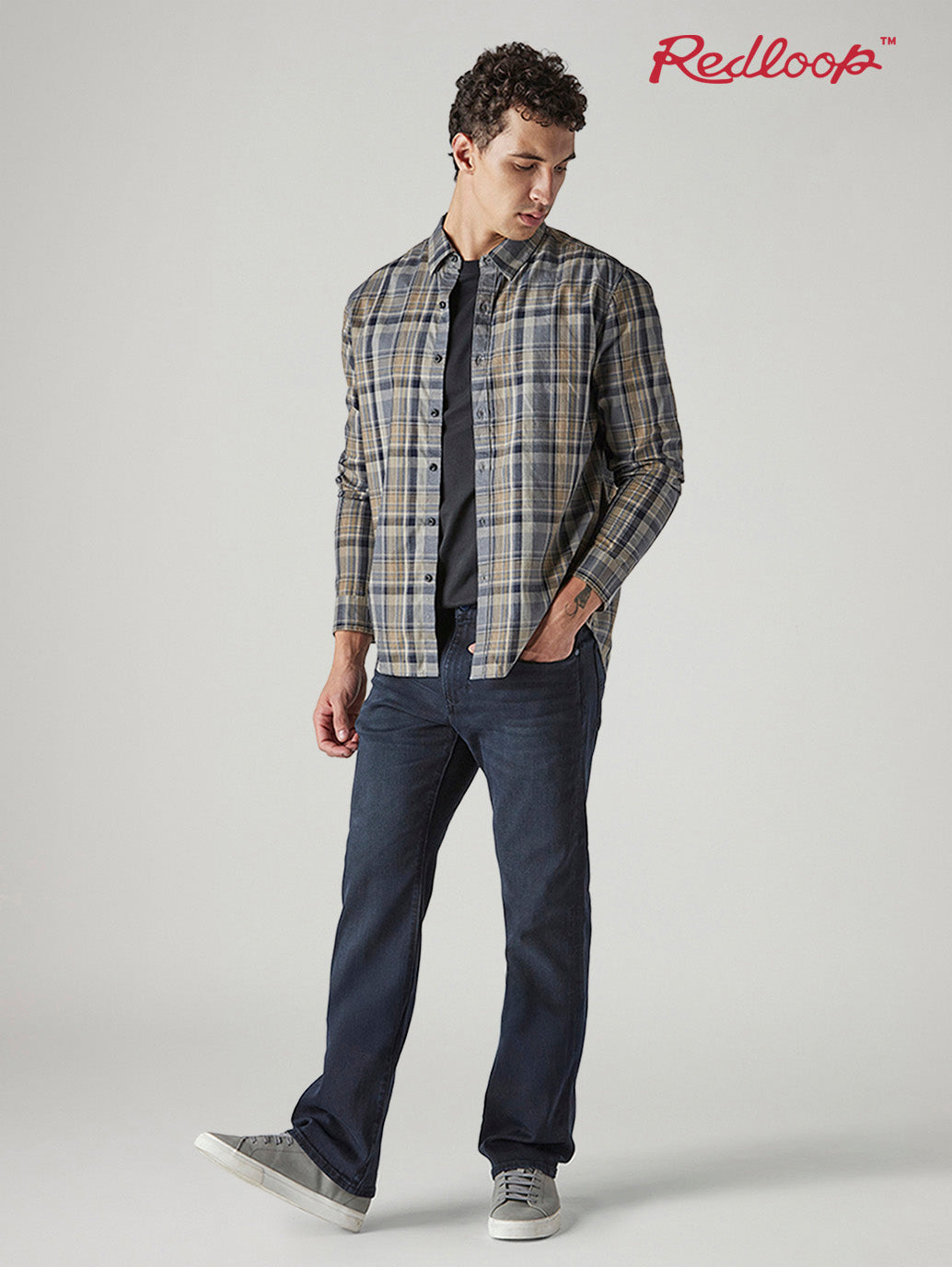 Men's Redloop 527 Navy Bootcut Fit Mid Rise Jeans