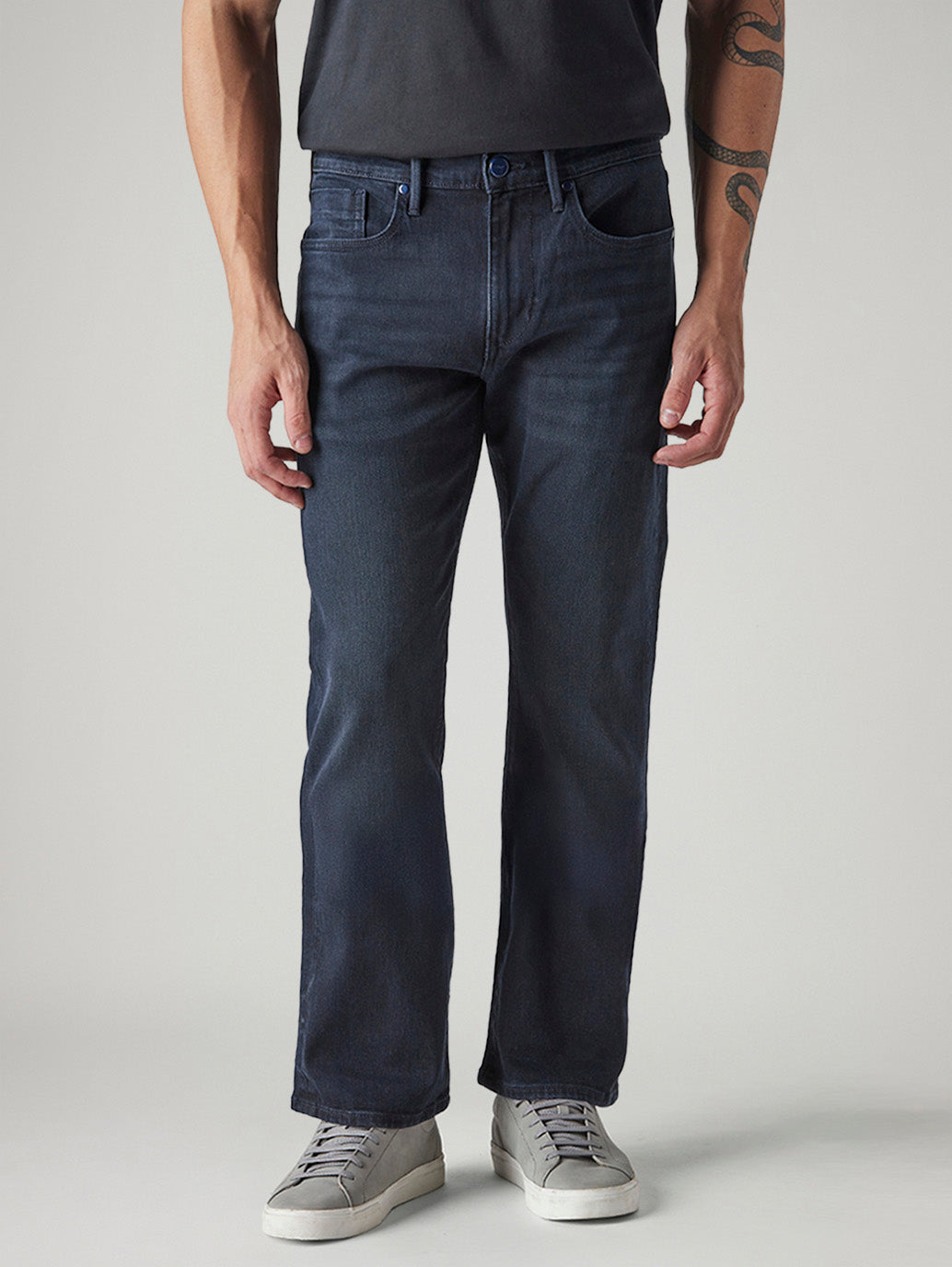 Men's Redloop 527 Navy Bootcut Fit Mid Rise Jeans - Front View