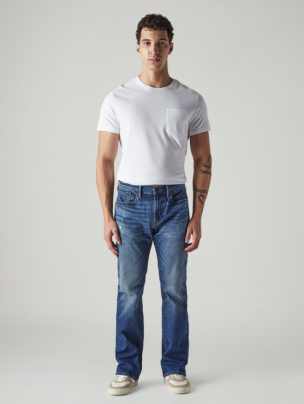 Men's Redloop 527 Dark Blue Bootcut Fit Mid Rise Jeans - Front View