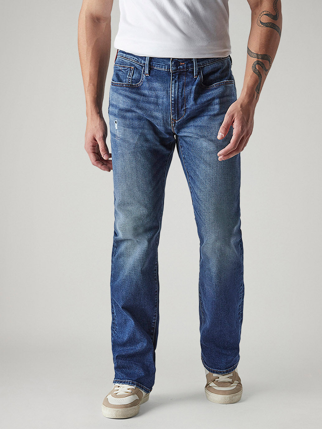 Men's Redloop 527 Dark Blue Bootcut Fit Mid Rise Jeans - Front View