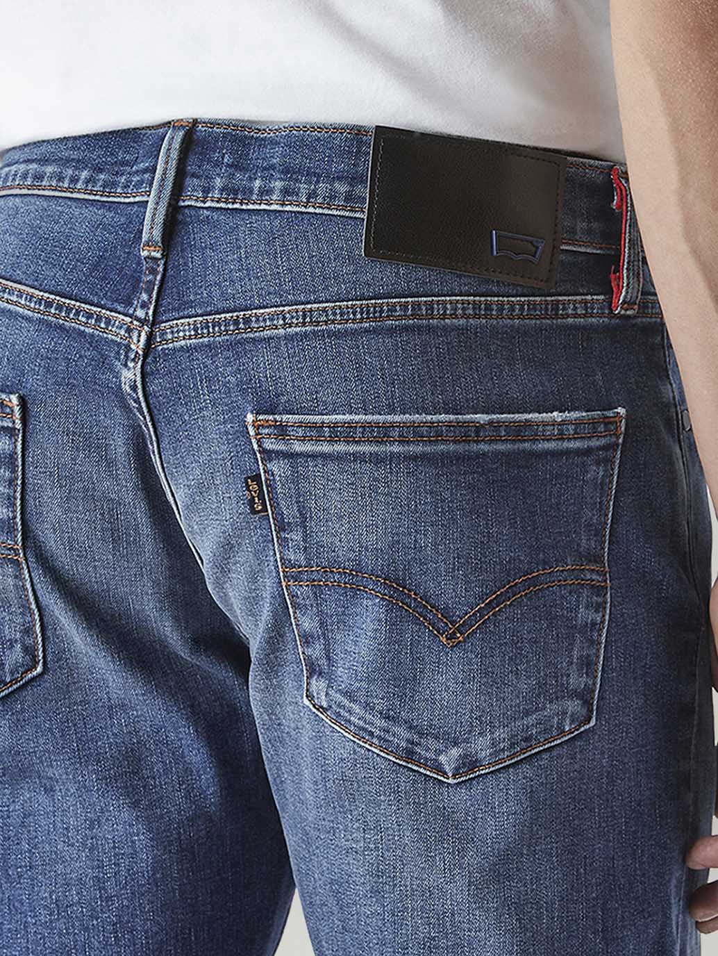 Men's Redloop 527 Dark Blue Bootcut Fit Mid Rise Jeans - Detail View