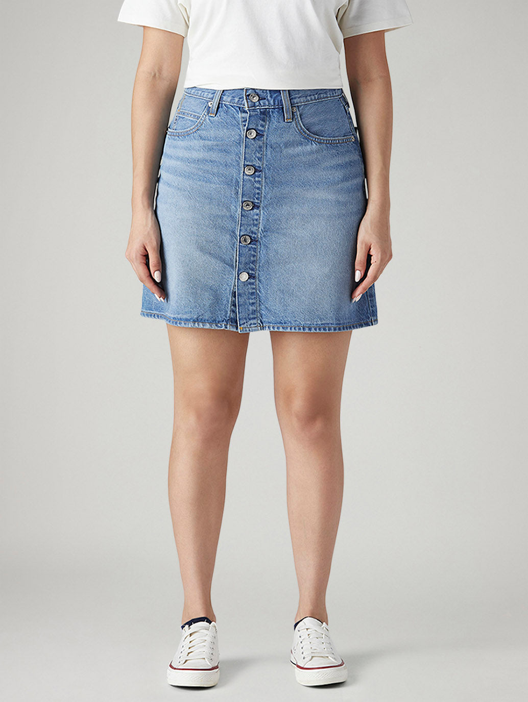 Women's Blue Regular Fit Mid Rise Skirt - Front View