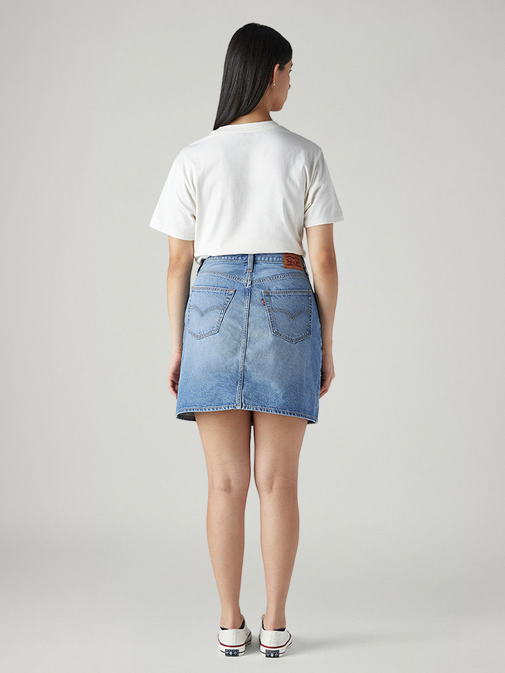 Women's Blue Regular Fit Mid Rise Skirt - Back View