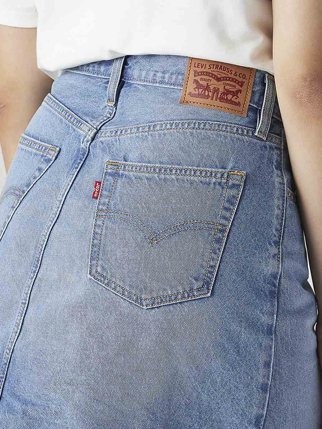 Women's Blue Regular Fit Mid Rise Skirt - Detail View