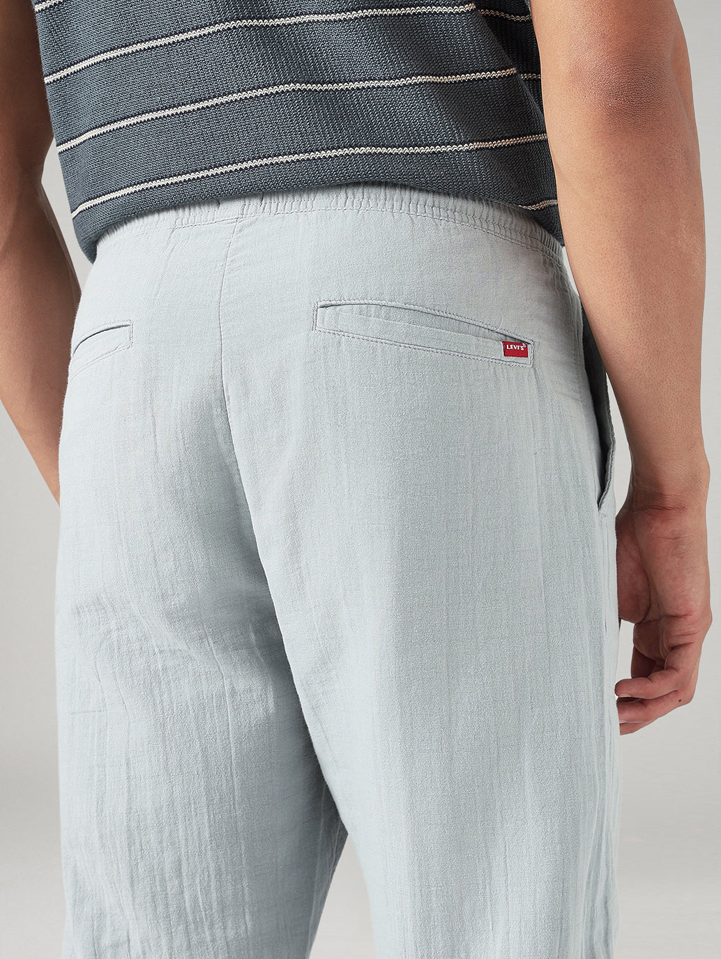Men's Blue Tapered Fit Mid Rise Pull On Chinos - 20 View