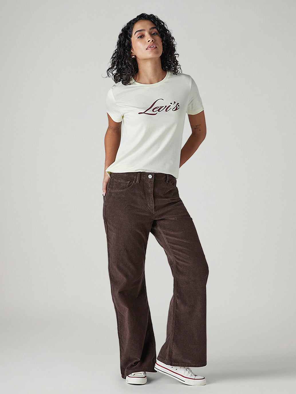 Women's Loose Bootcut Fit Mid Rise Corduroy Trouser