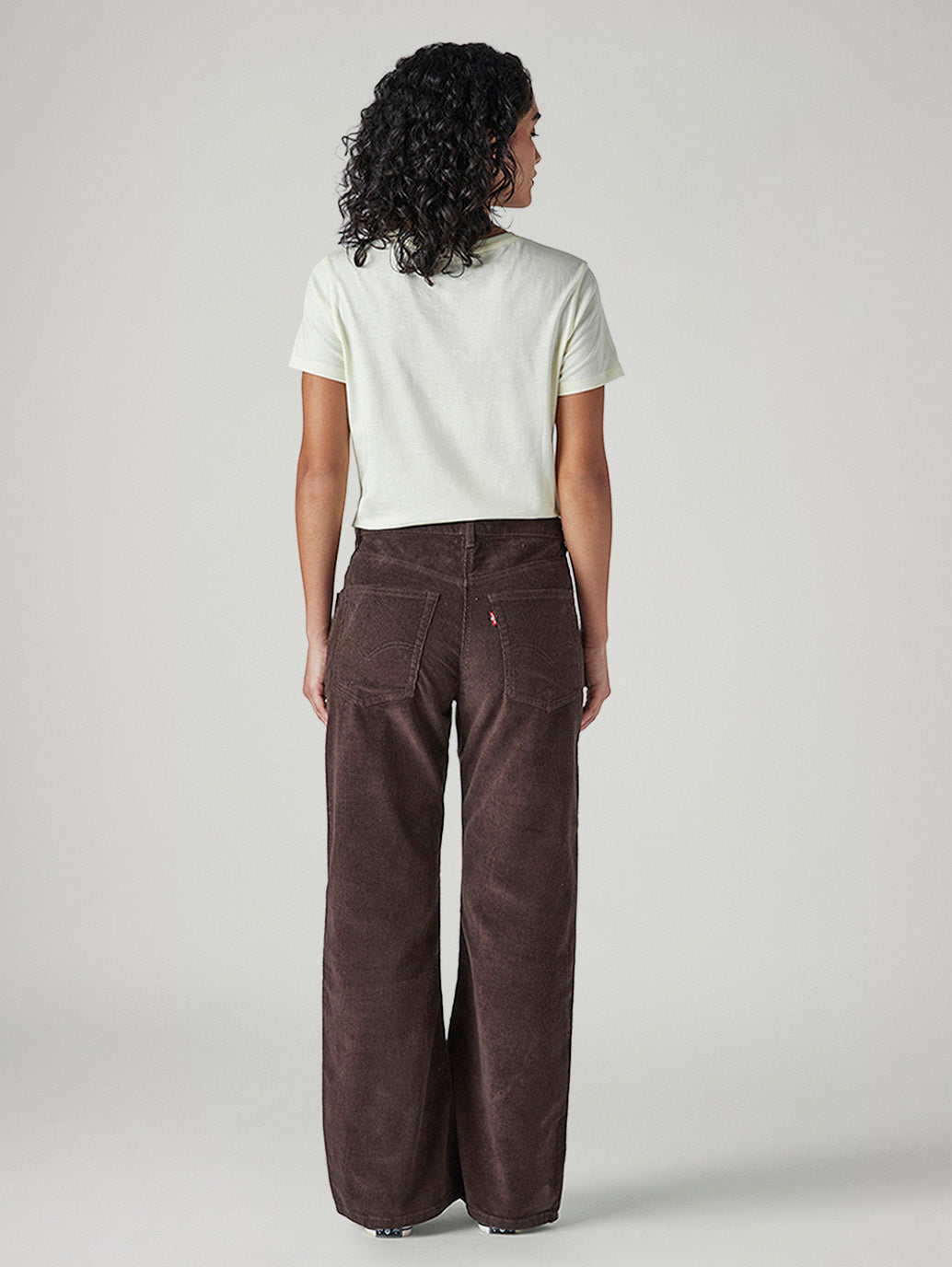 Women's Loose Bootcut Fit Mid Rise Corduroy Trouser - Back View