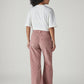 Women's Pink Loose Bootcut Fit Mid Rise Corduroy Cargos - Back View