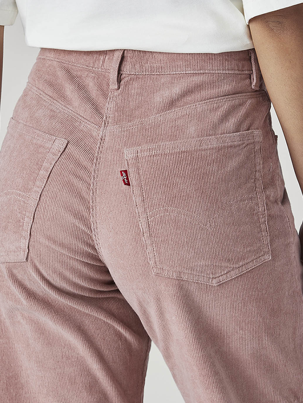 Women's Pink Loose Bootcut Fit Mid Rise Corduroy Cargos - Detail View