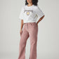 Women's Pink Loose Bootcut Fit Mid Rise Corduroy Cargos - Side View