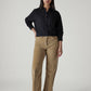 Women's Light Brown Loose Bootcut Fit Mid Rise Corduroy Trousers - Styleshot View