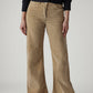 Women's Light Brown Loose Bootcut Fit Mid Rise Corduroy Trousers - Front View