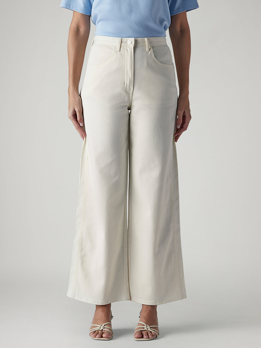 Women's Off White Wide Leg Fit High Rise Cinch Trouser - c7251192-44e1-4d87-9104-ddedbb338fa6 View