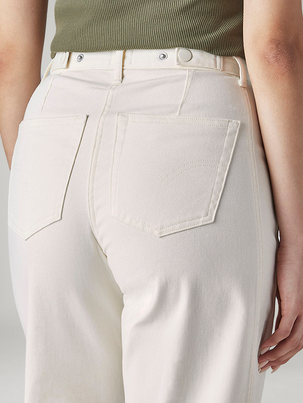 Women's Off White Wide Leg Fit High Rise Cinch Cargos - Detail View