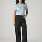 Women's Black Wide Leg Fit High Rise Cinched Trousers - Styleshot View