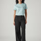 Women's Black Wide Leg Fit High Rise Cinched Trousers - Front View