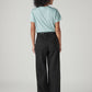 Women's Black Wide Leg Fit High Rise Cinched Trousers - Back View