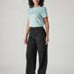 Women's Black Wide Leg Fit High Rise Cinched Trousers - Side View