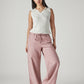 Women's Pink XL Straight Loose Fit Mid Rise Trousers - Styleshot View