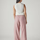 Women's Pink XL Straight Loose Fit Mid Rise Trousers - Back View
