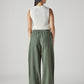 Women's Olive XL Straight Loose Fit Mid Rise Trousers - Back View