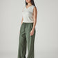 Women's Olive XL Straight Loose Fit Mid Rise Trousers - Side View