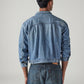Men's Solid Regular Fit Denim Trucker Jacket - Back View