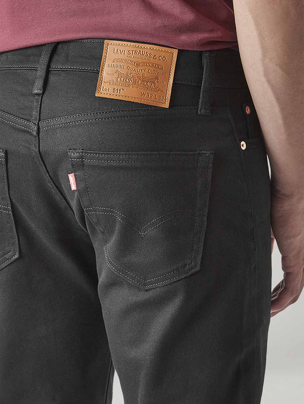 Men's 511 Black Slim Fit Mid Rise Jeans - Detail View