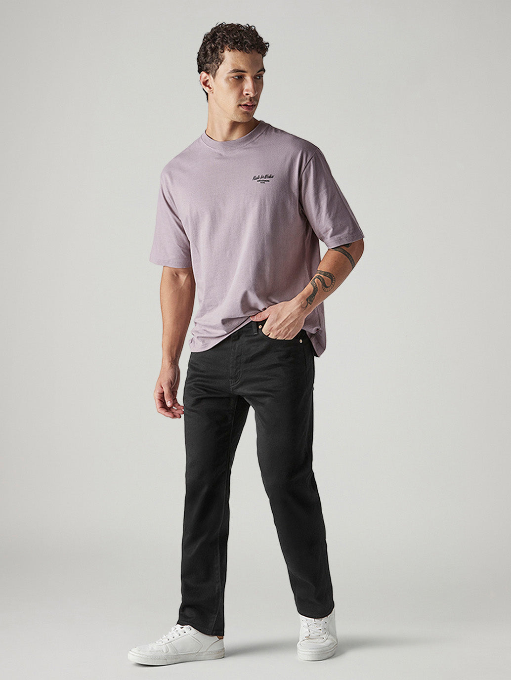 Men's 505 Black Straight Fit Mid Rise Jeans