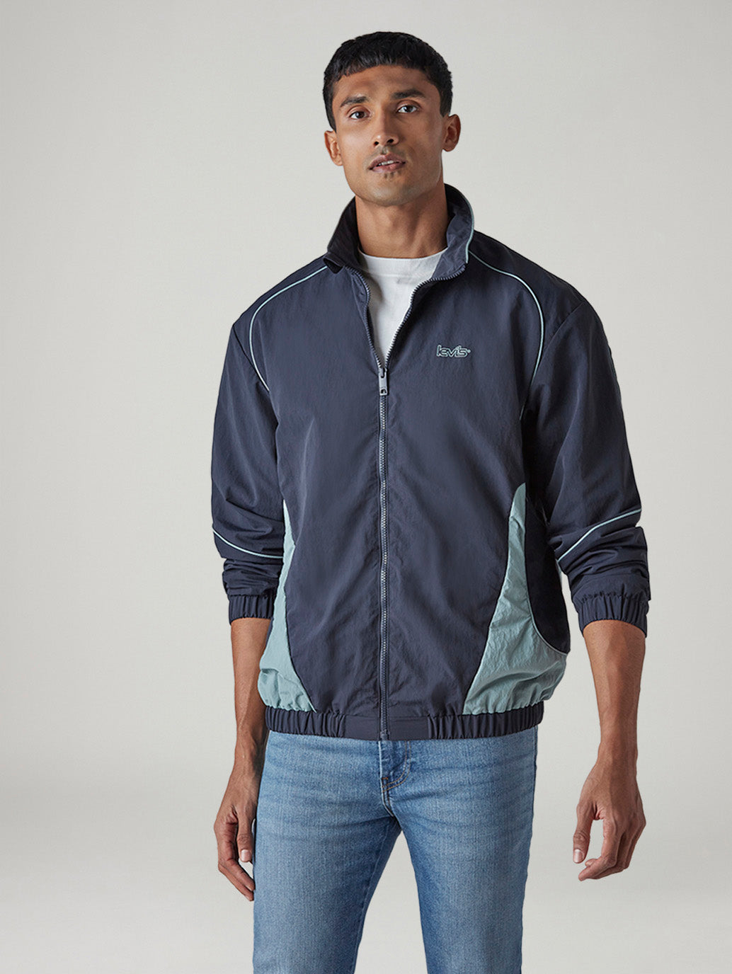 Men's Colorblock Relaxed Fit Jacket - Front View