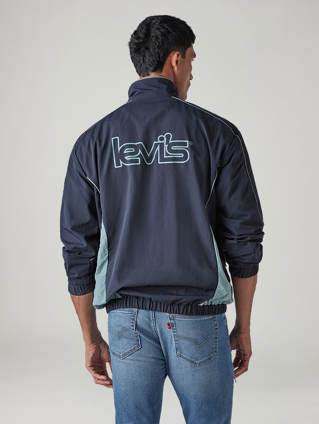 Men's Colorblock Relaxed Fit Jacket - Back View