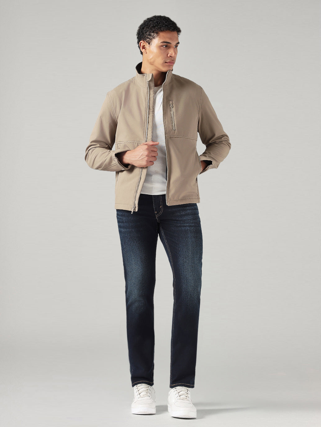 Men's Solid Regular Fit Jacket - Full View