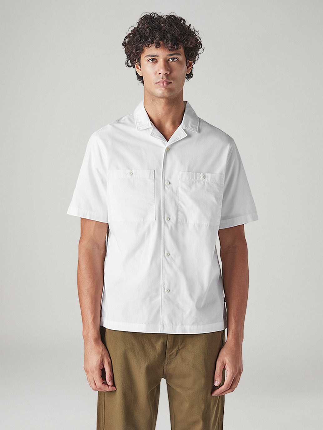 Men's Solid Loose Fit Poplin Shirt - Front View