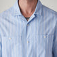 Men's Striped Loose Fit Poplin Shirt - Detail View