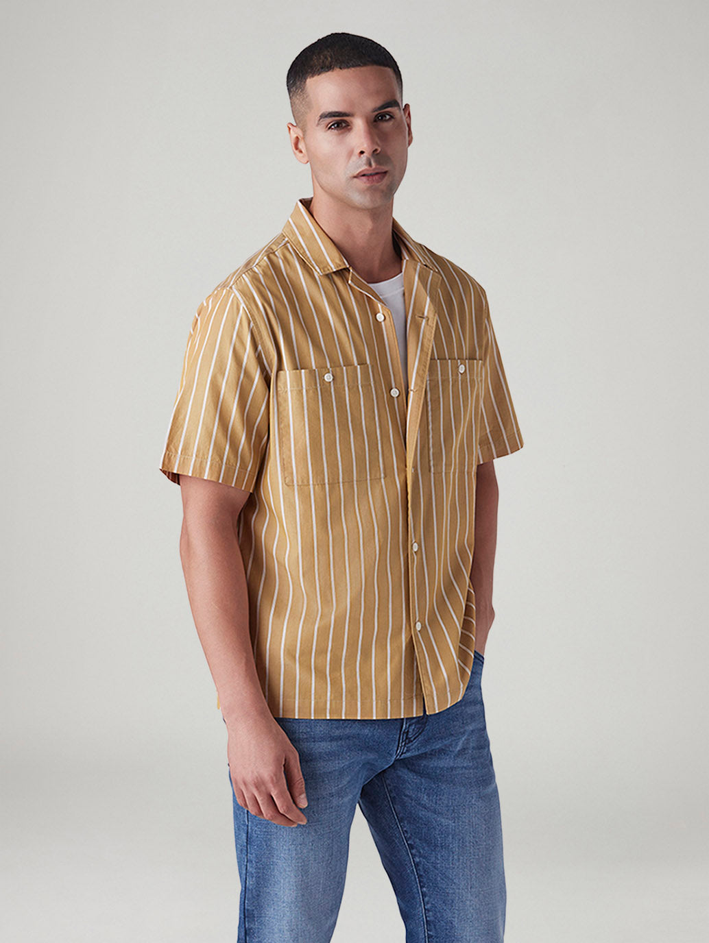 Men's Striped Loose Fit Poplin Shirt