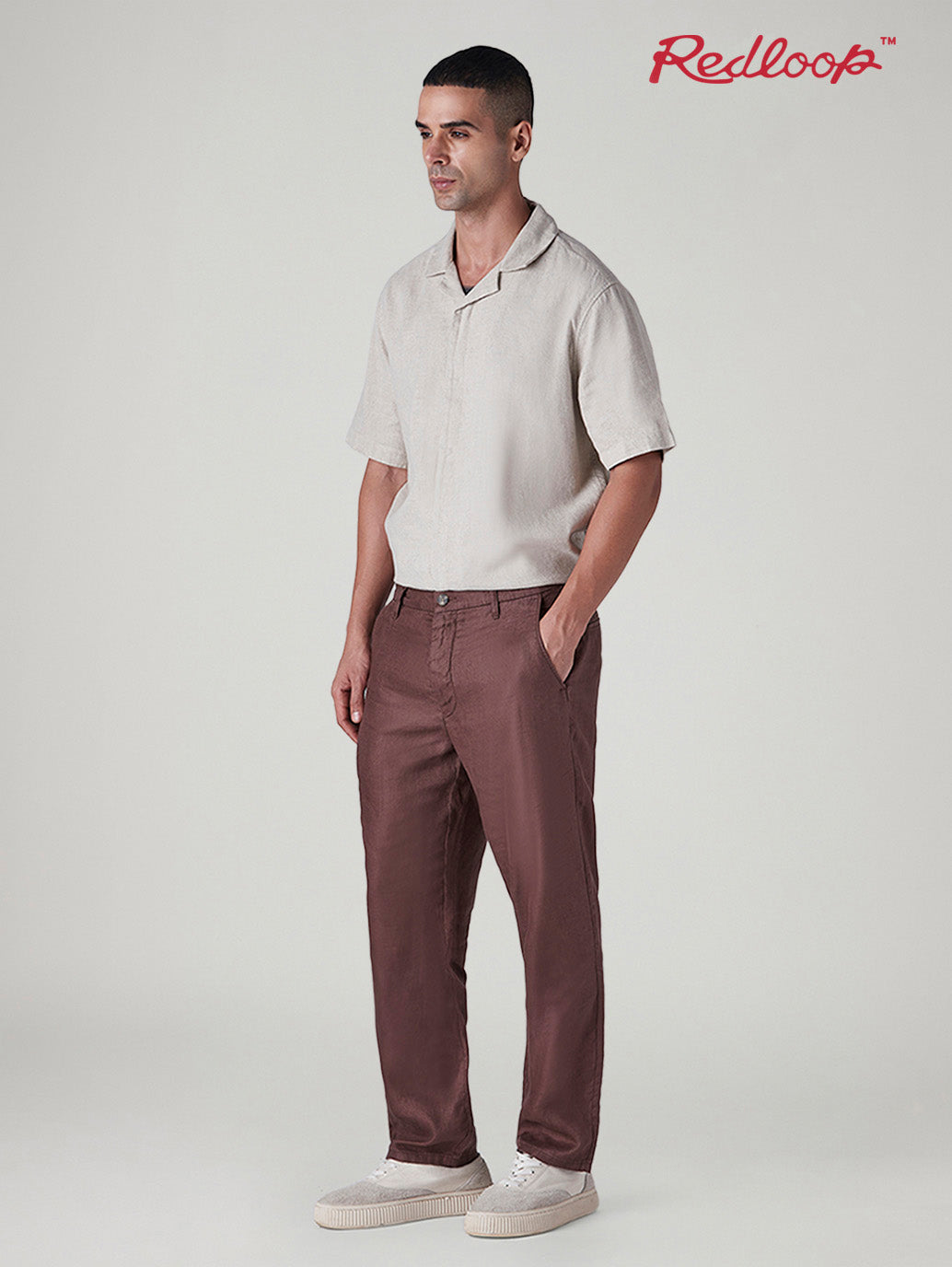 Men's Authentic Relaxed Fit Mid Rise Linen Chinos