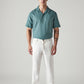 Men's White Authentic Relaxed Fit Mid Rise Linen Chinos - Front View