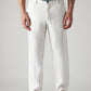 Men's White Authentic Relaxed Fit Mid Rise Linen Chinos - Front View