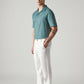 Men's White Authentic Relaxed Fit Mid Rise Linen Chinos - Side View