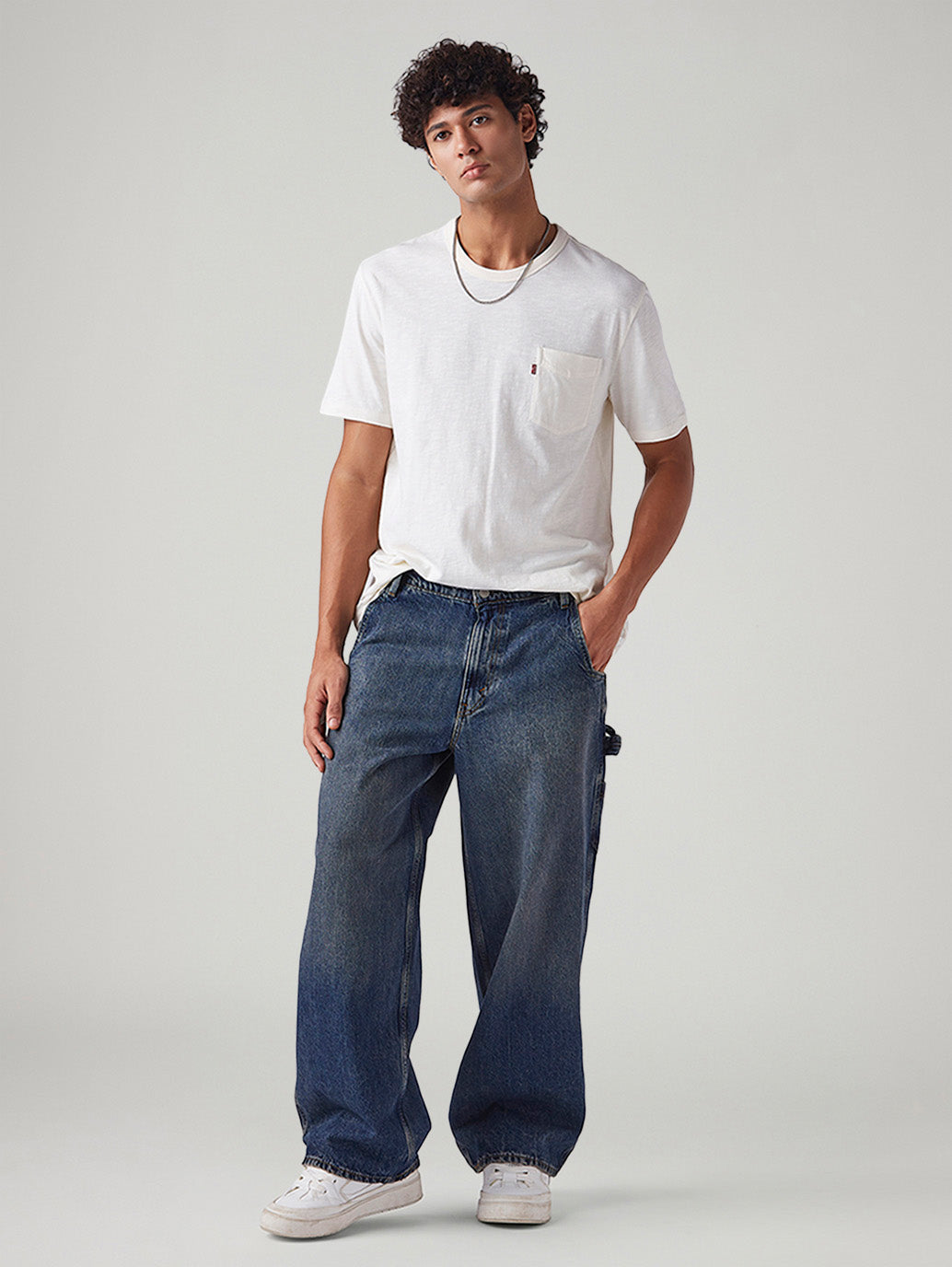 Men's Blue Extra Baggy Loose Fit Mid Rise Jeans