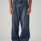 Men's Blue Extra Baggy Loose Fit Mid Rise Jeans - Front View