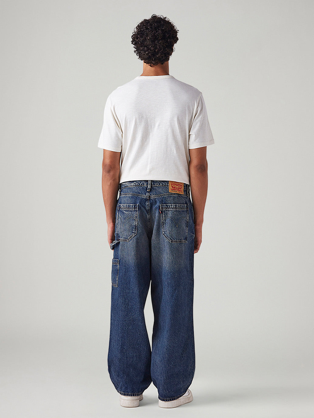Men's Blue Extra Baggy Loose Fit Mid Rise Jeans - Back View