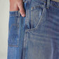 Men's Med Indigo Extra Baggy Fit Mid Rise Utility Jeans - 20 View