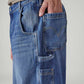 Men's Med Indigo Extra Baggy Fit Mid Rise Utility Jeans - 20 View