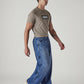 Men's Med Indigo Extra Baggy Fit Mid Rise Utility Jeans - 20 View