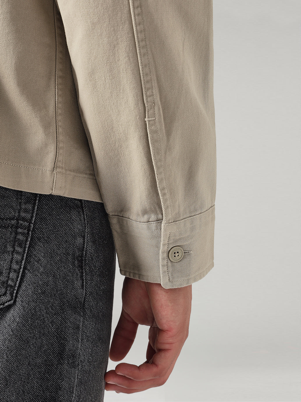 Men's Solid Relaxed Fit Shacket - Detail View
