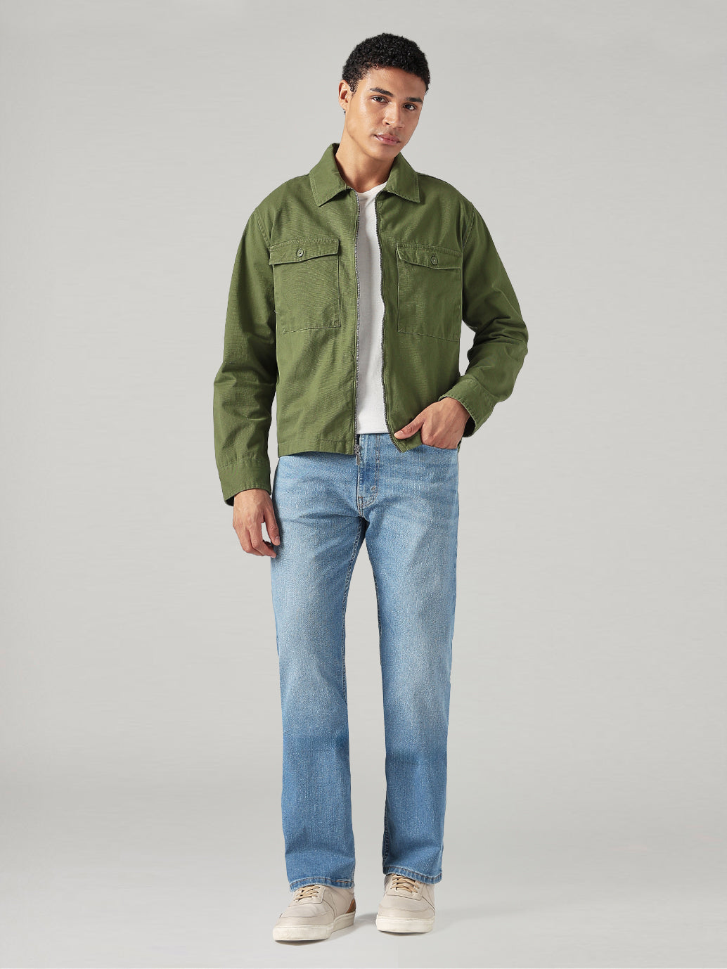 Men's Solid Relaxed Fit Shacket - Full View