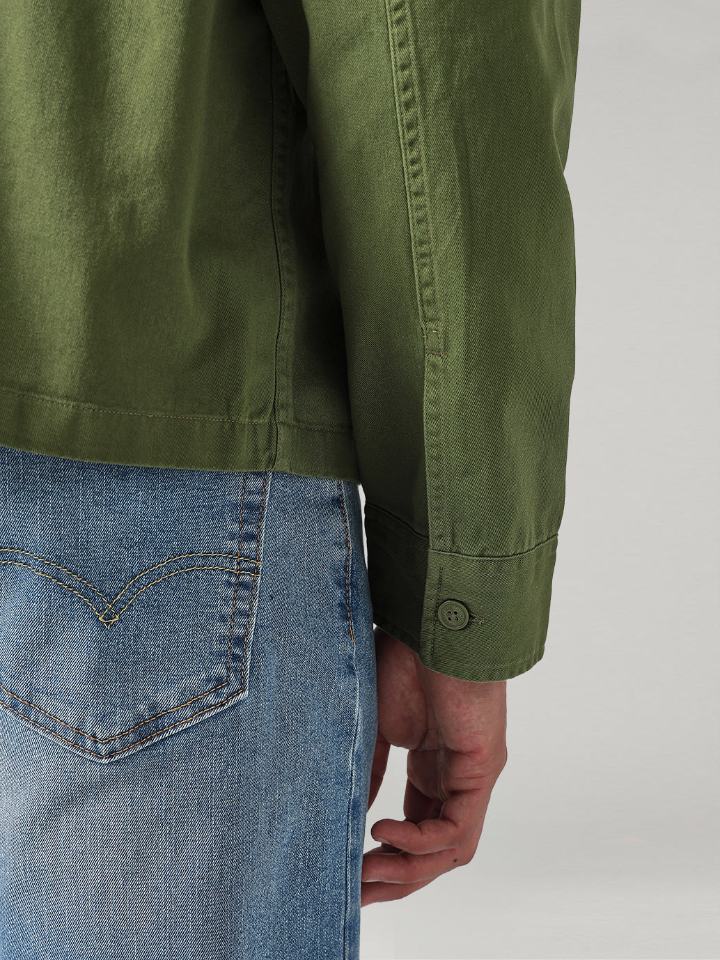 Men's Solid Relaxed Fit Shacket - Detail View