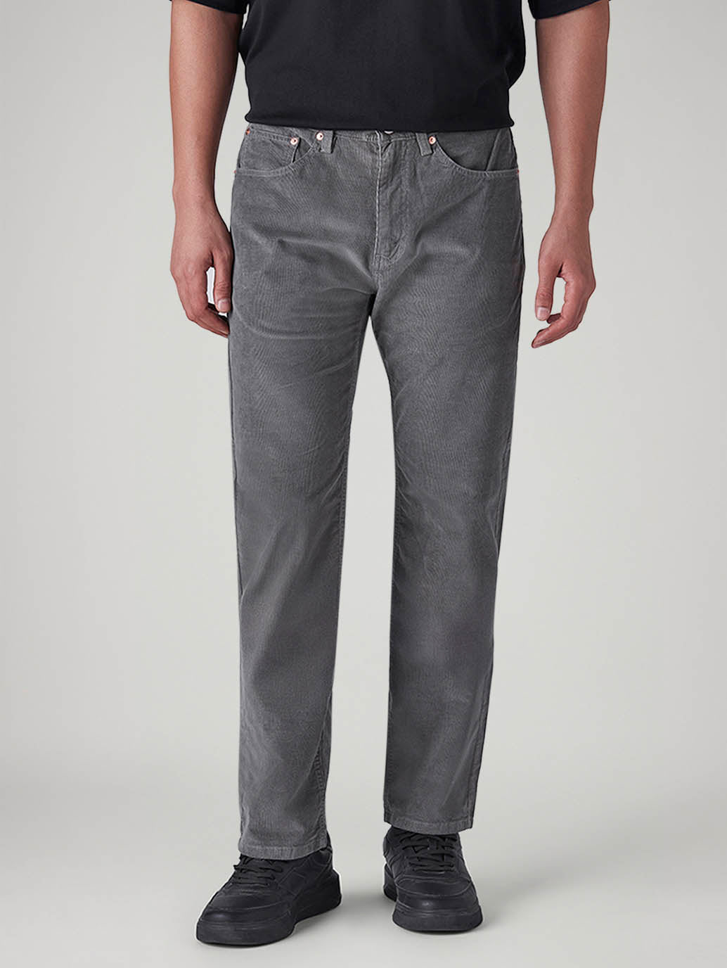Men's Grey Authentic Relaxed Fit Mid Rise Corduroy Chinos - 20 View